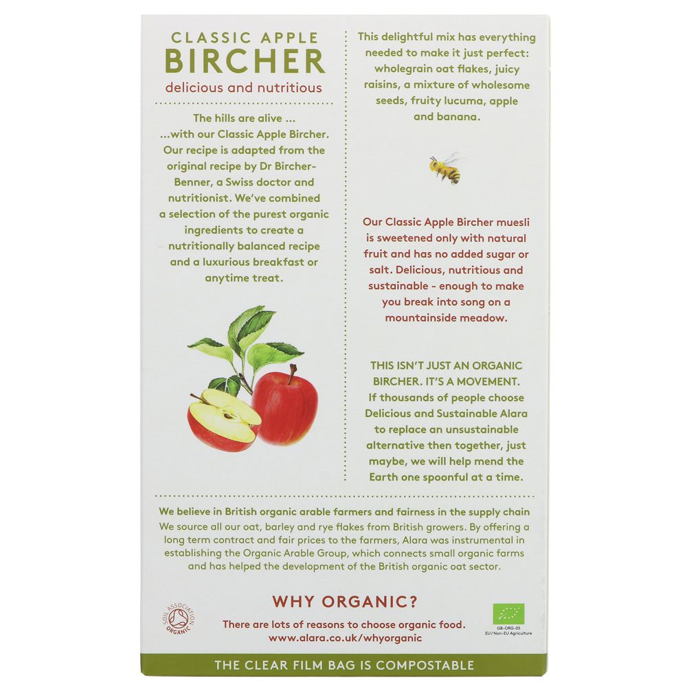 Organic Classic Apple Bircher Muesli 450g - Alara - Muesli - Eco Natural Products