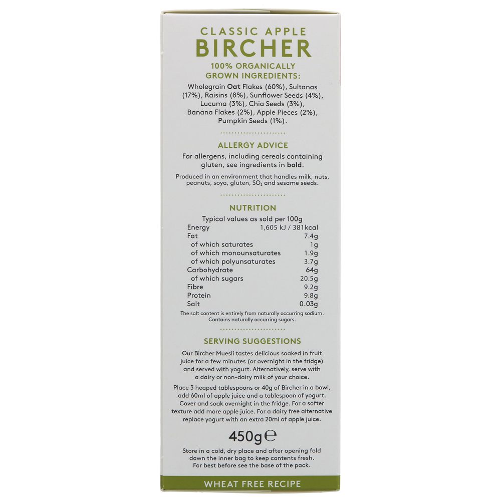 Organic Classic Apple Bircher Muesli 450g - Alara - Muesli - Eco Natural Products