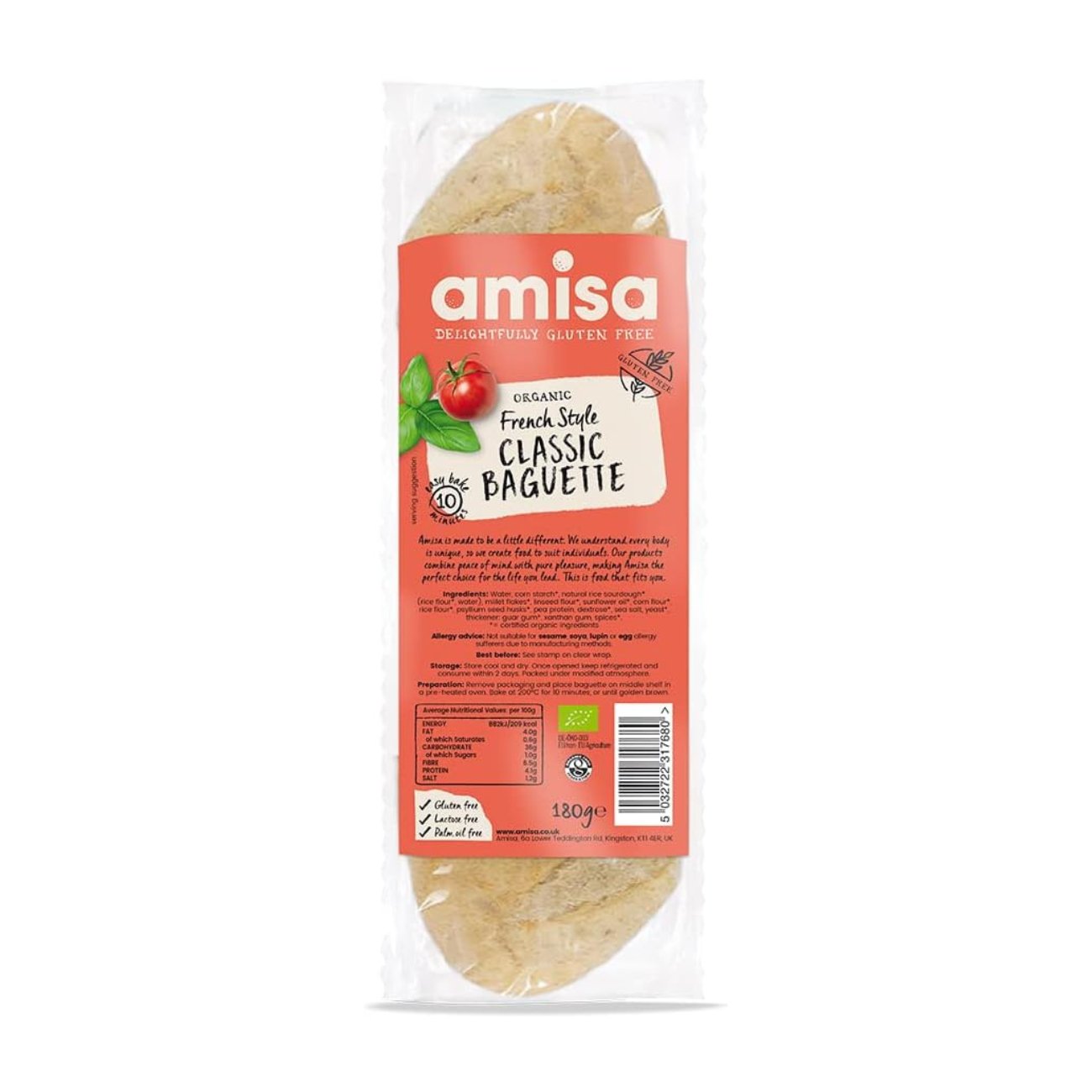 Organic Classic Baguette French Style GF 180g [BLACK FRIDAY] - Eco Natural Products - Amisa - Bread