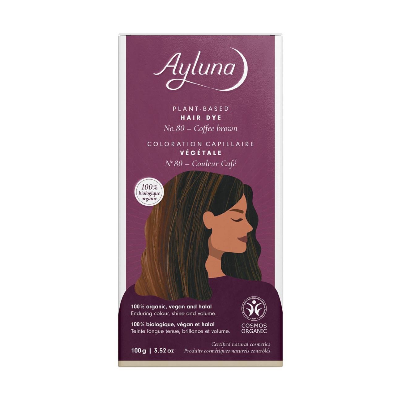 Organic Coffee Brown No. 80 Plant - Based Hair Colour 100g - Eco Natural Products - Ayluna - Hair Color