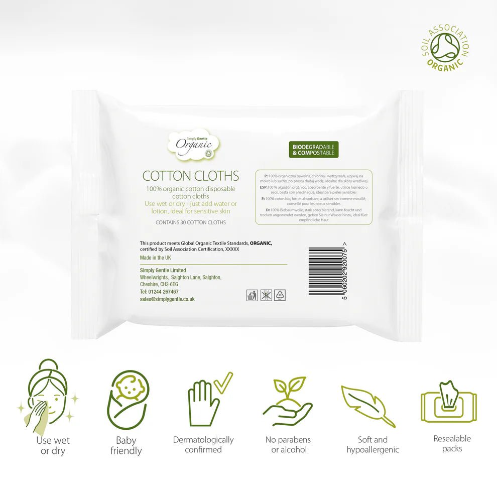 Organic Cotton Cloths 30's [BLACK FRIDAY] - Eco Natural Products - Simply Gentle - Cotton Cloths