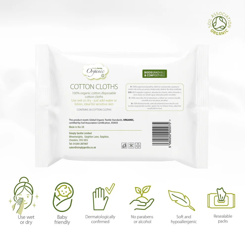Organic Cotton Cloths 30's - Simply Gentle - Cotton Cloths - Eco Natural Products
