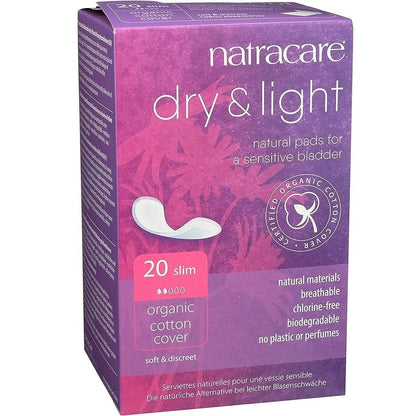 Organic Cotton Dry & Light Incontinence 20 Pads Slim - Natracare - Incontinence Aids - Eco Natural Products