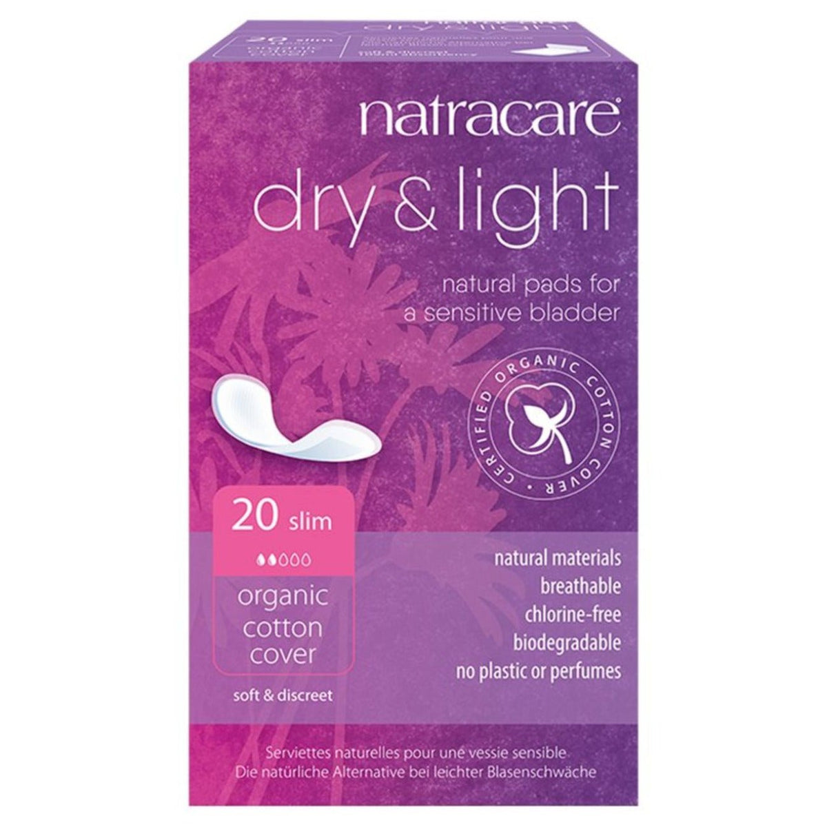 Organic Cotton Dry & Light Incontinence 20 Pads Slim - Natracare - Incontinence Aids - Eco Natural Products