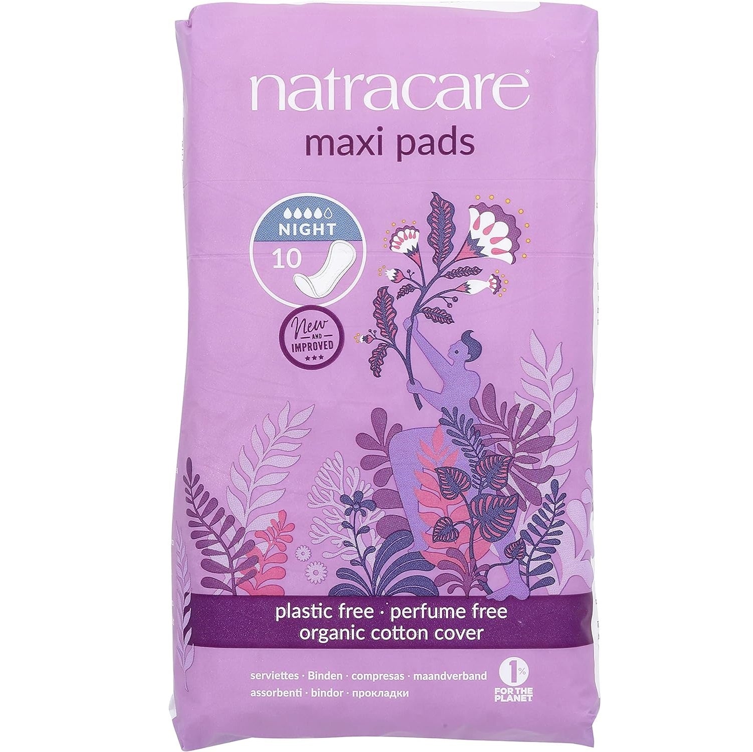 Organic Cotton Maxi 10 Pads Night Time - Natracare - Feminine Sanitary Supplies - Eco Natural Products