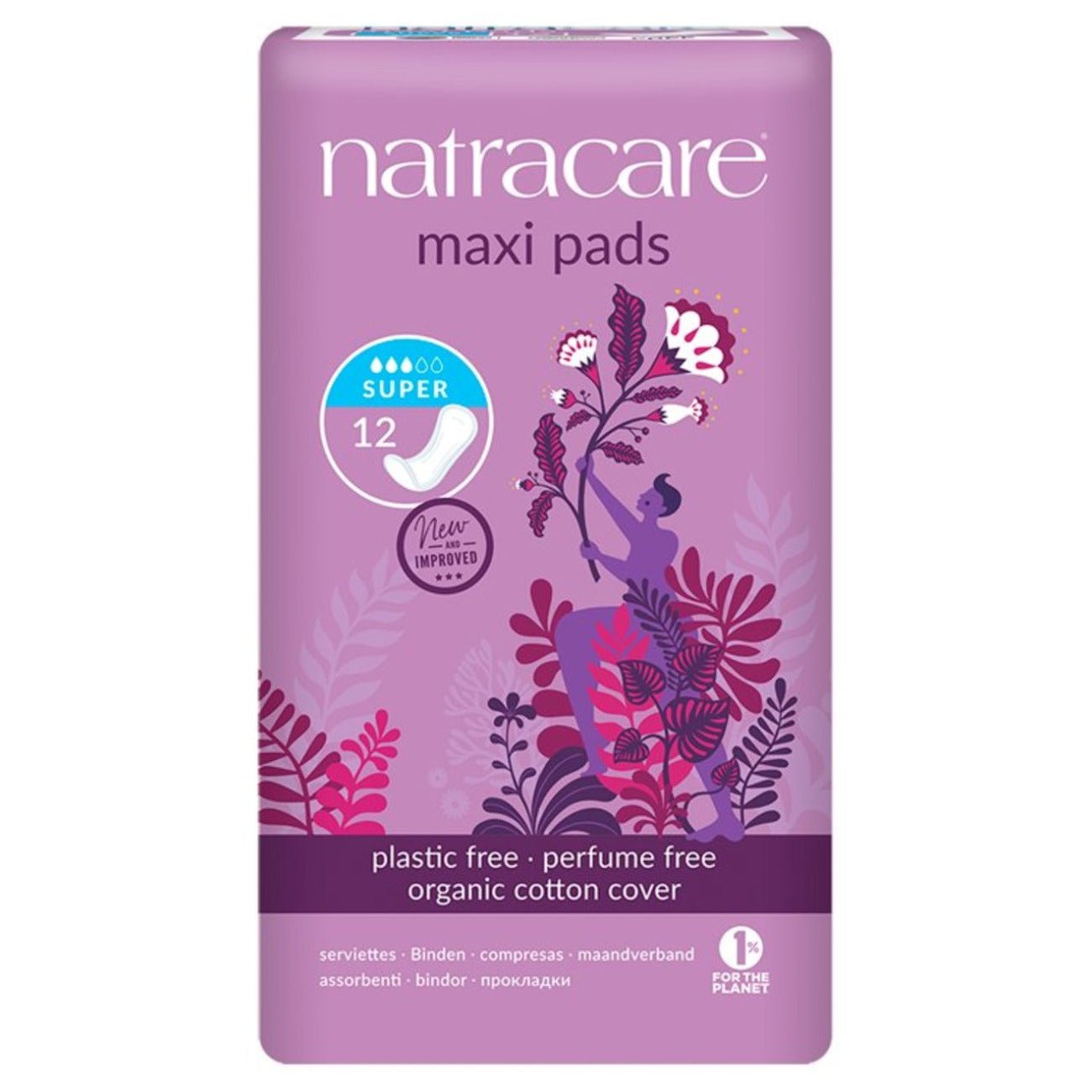 Organic Cotton Maxi 12 Pads Super - Natracare - Feminine Sanitary Supplies - Eco Natural Products
