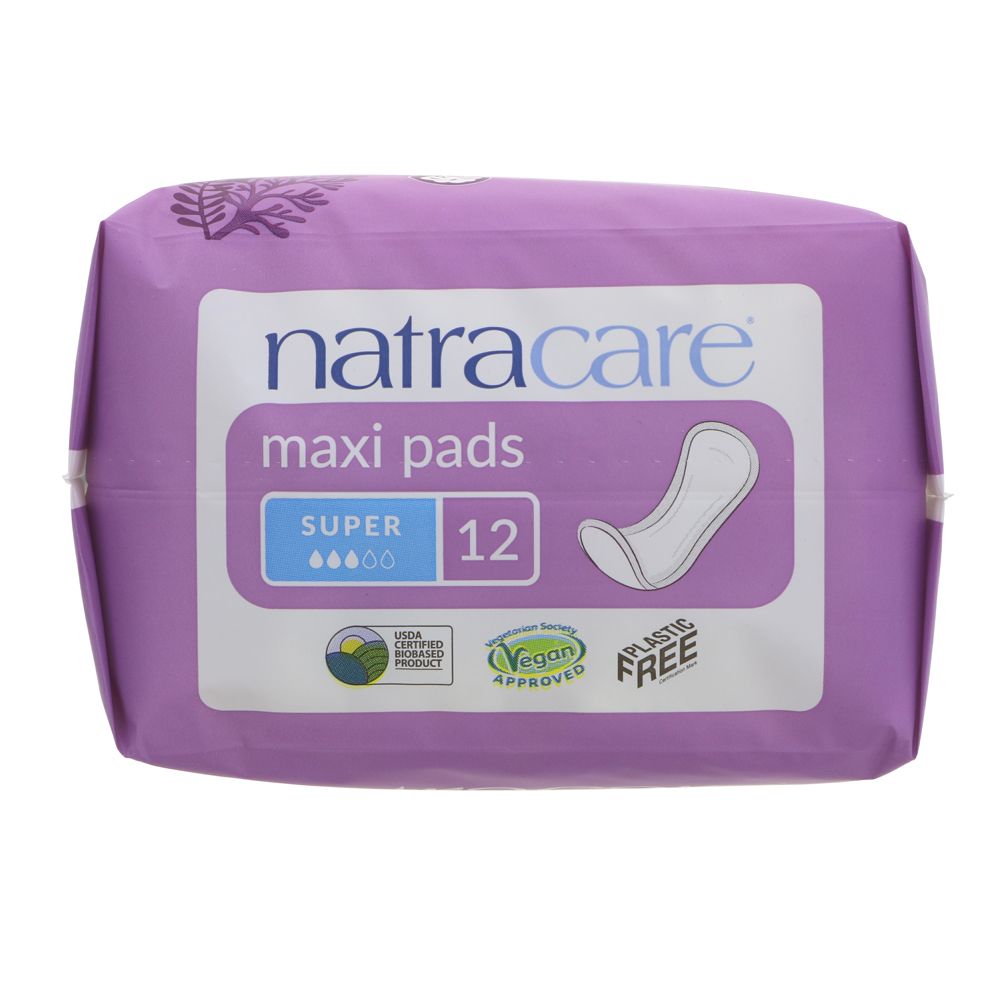 Organic Cotton Maxi 12 Pads Super - Natracare - Feminine Sanitary Supplies - Eco Natural Products
