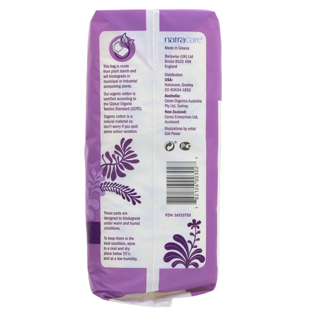 Organic Cotton Maxi 14 Pads Regular - Natracare - Feminine Sanitary Supplies - Eco Natural Products
