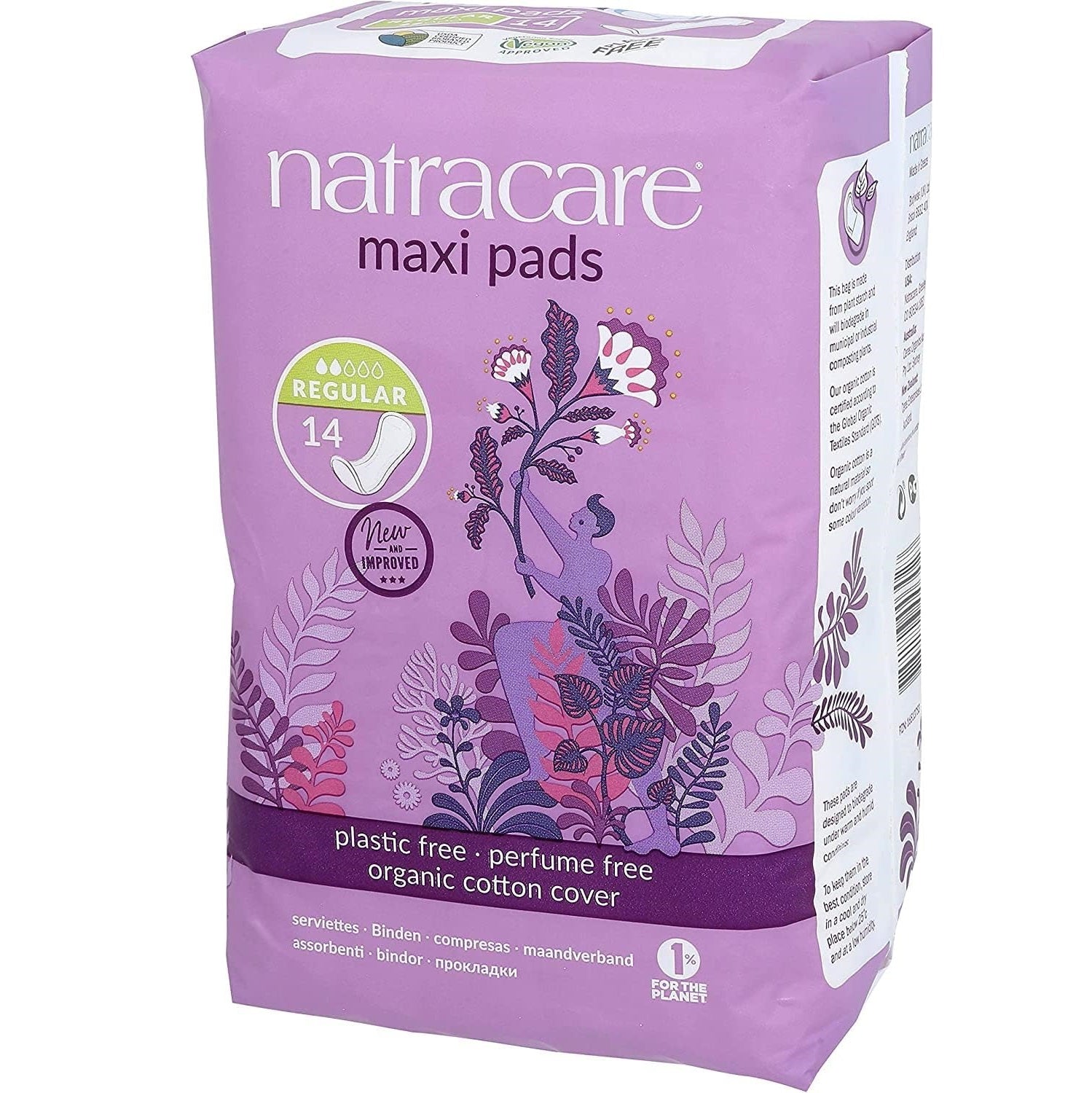 Organic Cotton Maxi 14 Pads Regular - Natracare - Feminine Sanitary Supplies - Eco Natural Products