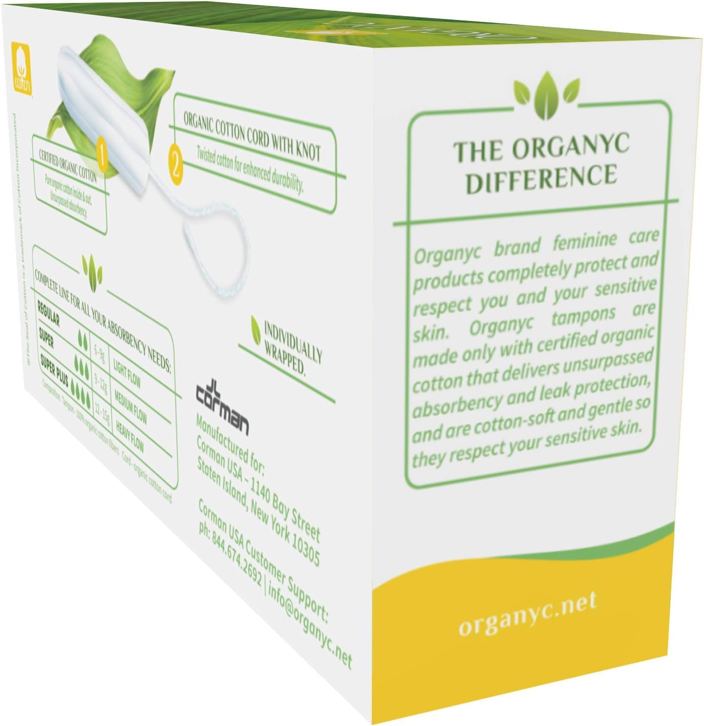 Organic Cotton Tampons Regular 16 per pack - Organyc - Feminine Sanitary Supplies - Eco Natural Products