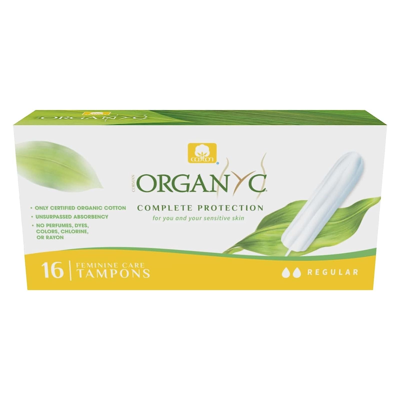 Organic Cotton Tampons Regular 16 per pack - Organyc - Feminine Sanitary Supplies - Eco Natural Products