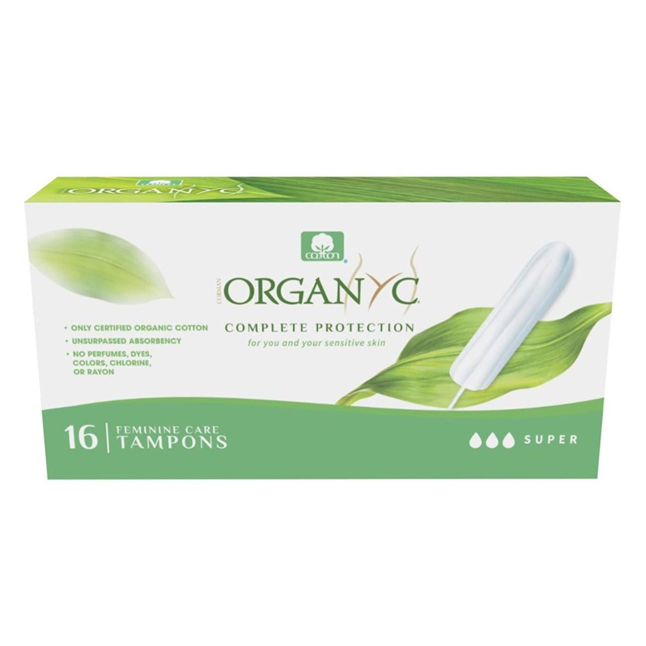 Organic Cotton Tampons Super 16 per pack - Organyc - Feminine Sanitary Supplies - Eco Natural Products