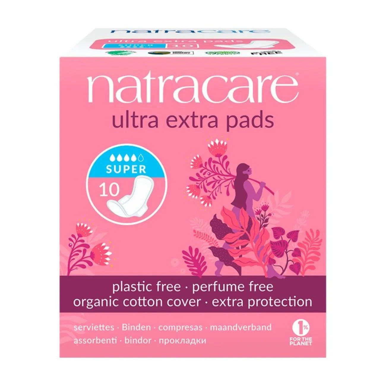 Organic Cotton Ultra Extra Pads 10 Super - Natracare - Feminine Sanitary Supplies - Natracare