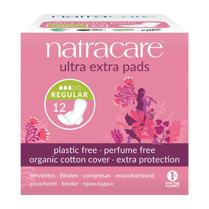 Organic Cotton Ultra Extra Pads 12 Normal - Natracare - Feminine Sanitary Supplies - Eco Natural Products