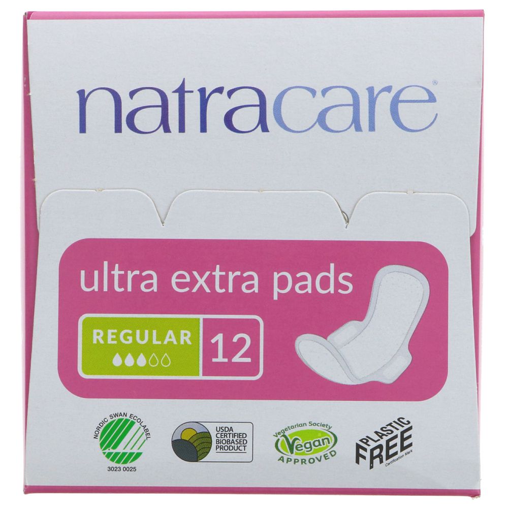 Organic Cotton Ultra Extra Pads 12 Normal - Natracare - Feminine Sanitary Supplies - Eco Natural Products