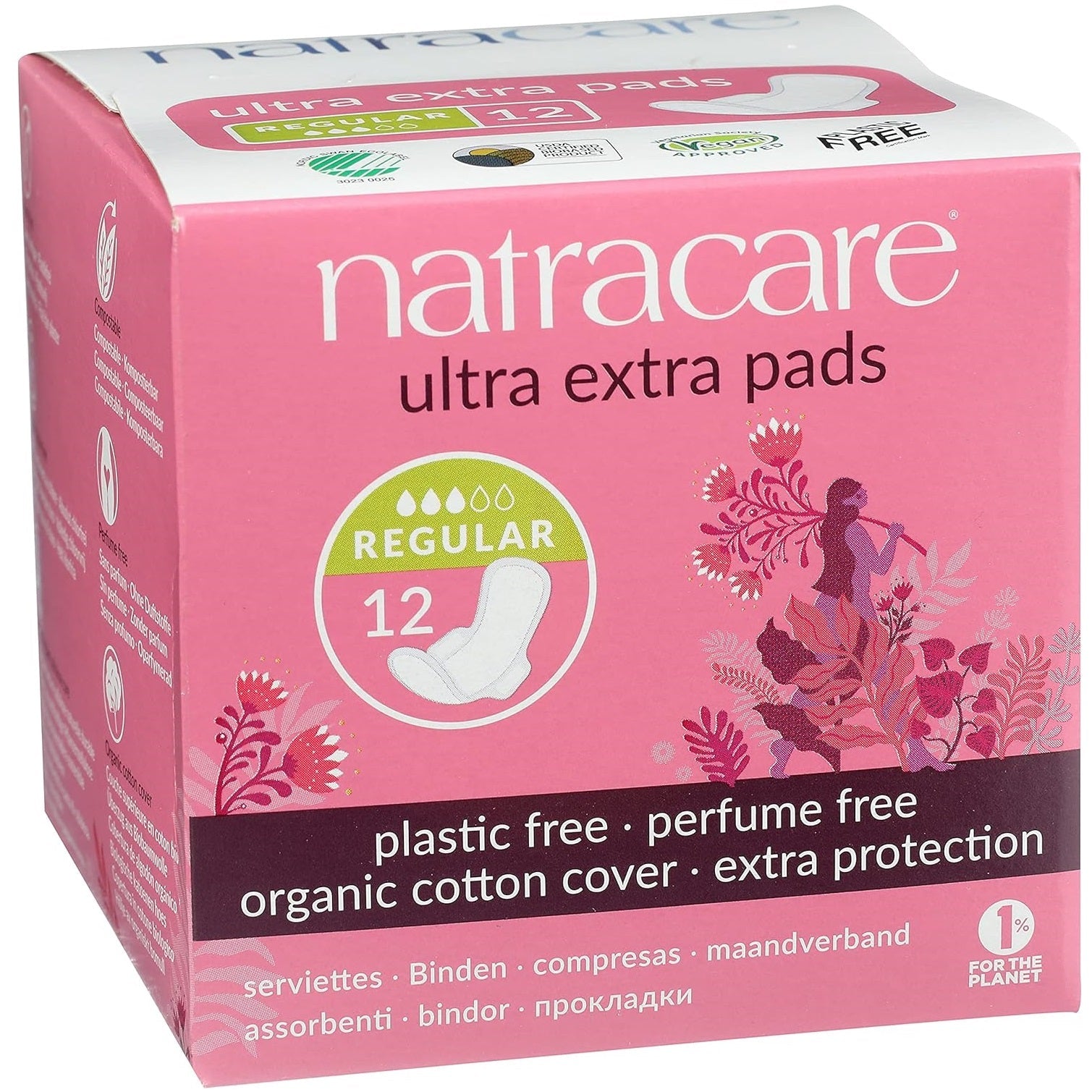 Organic Cotton Ultra Extra Pads 12 Normal - Eco Natural Products - Natracare - Feminine Sanitary Supplies