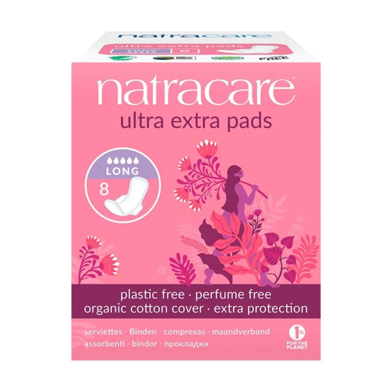 Organic Cotton Ultra Extra Pads 8 Long - Natracare - Feminine Sanitary Supplies - Natracare