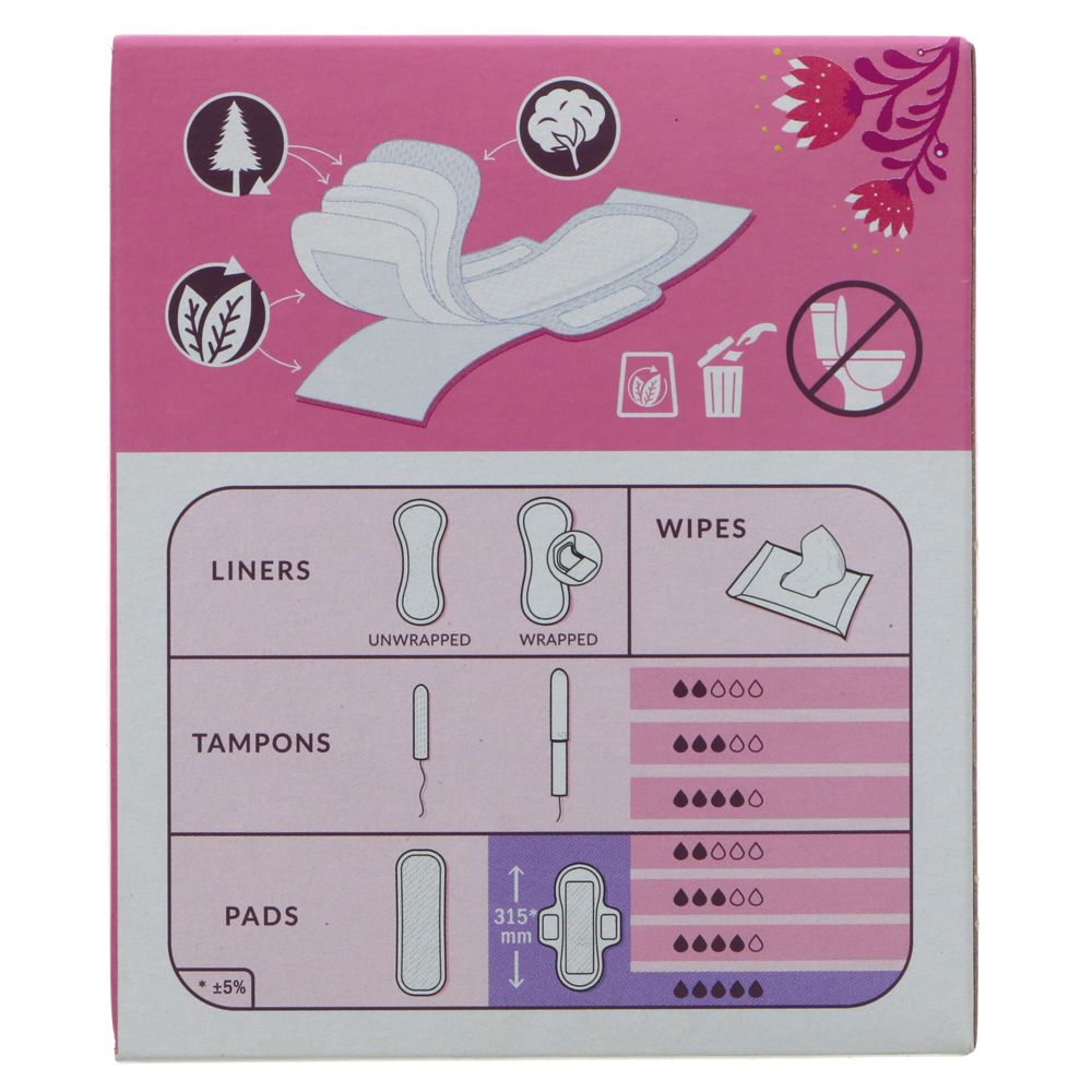 Organic Cotton Ultra Extra Pads 8 Long - Natracare - Feminine Sanitary Supplies - Eco Natural Products