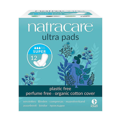 Organic Cotton Ultra Pads 12 Super Flow - Natracare - Feminine Sanitary Supplies - Eco Natural Products