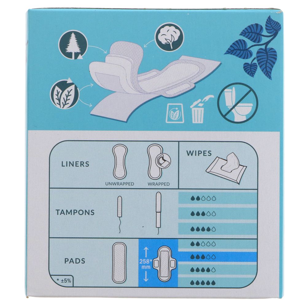 Organic Cotton Ultra Pads 12 Super Flow - Eco Natural Products - Natracare - Feminine Sanitary Supplies