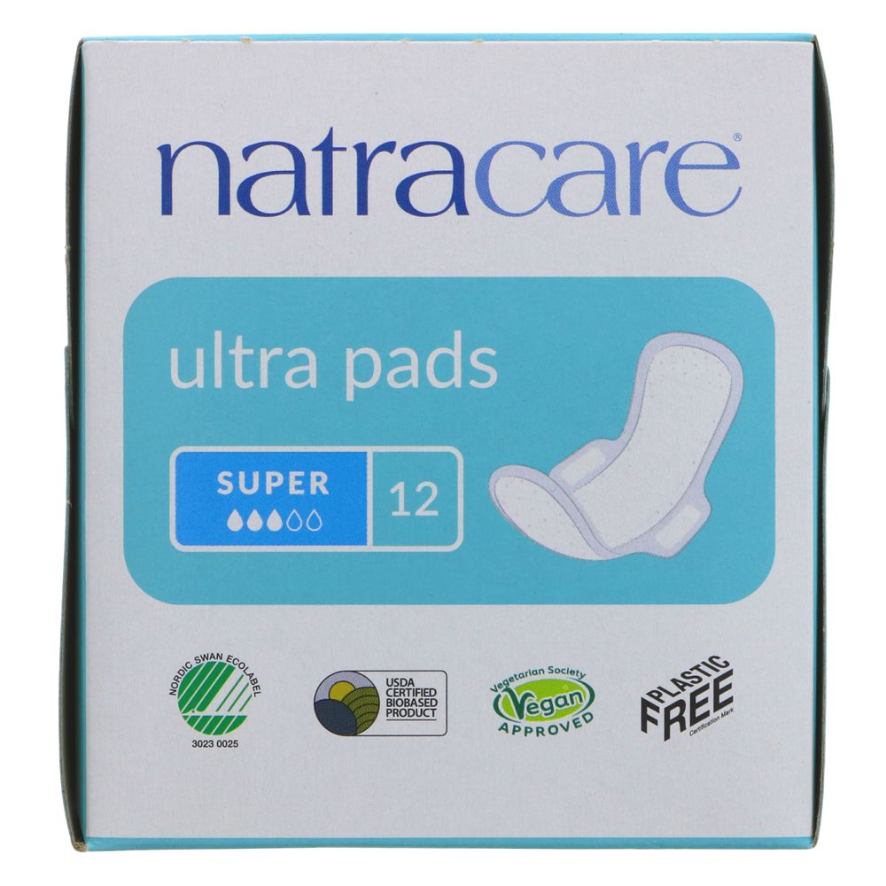 Organic Cotton Ultra Pads 12 Super Flow - Natracare - Feminine Sanitary Supplies - Eco Natural Products