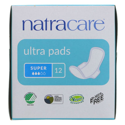 Organic Cotton Ultra Pads 12 Super Flow - Natracare - Feminine Sanitary Supplies - Eco Natural Products