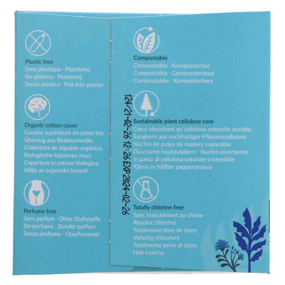 Organic Cotton Ultra Pads 12 Super Flow - Eco Natural Products - Natracare - Feminine Sanitary Supplies