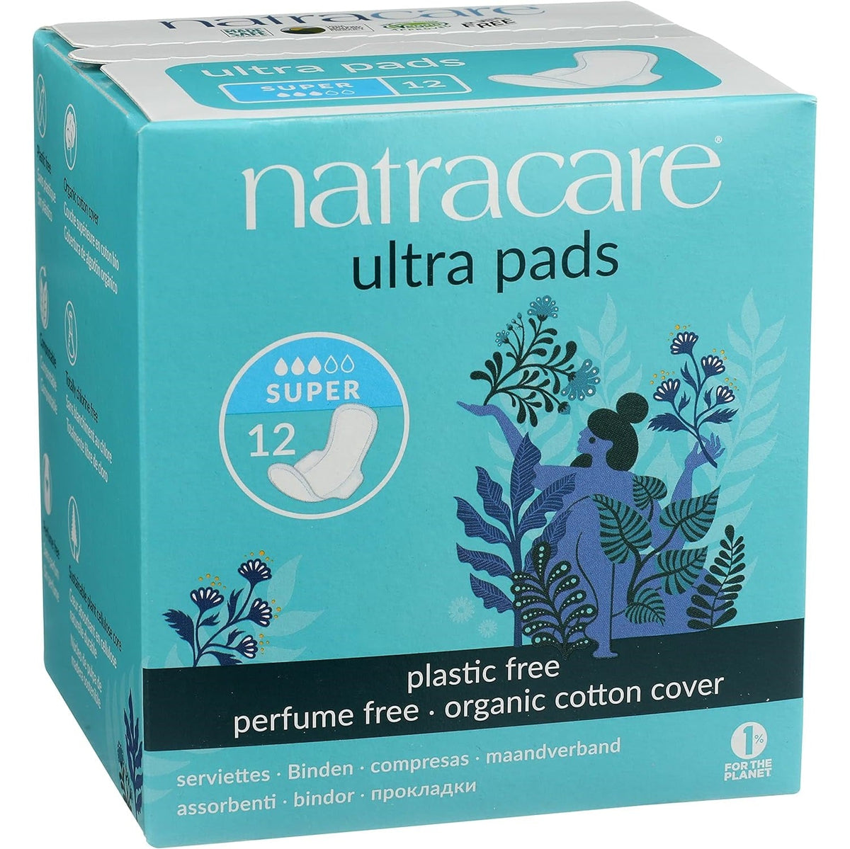 Organic Cotton Ultra Pads 12 Super Flow - Natracare - Feminine Sanitary Supplies - Eco Natural Products