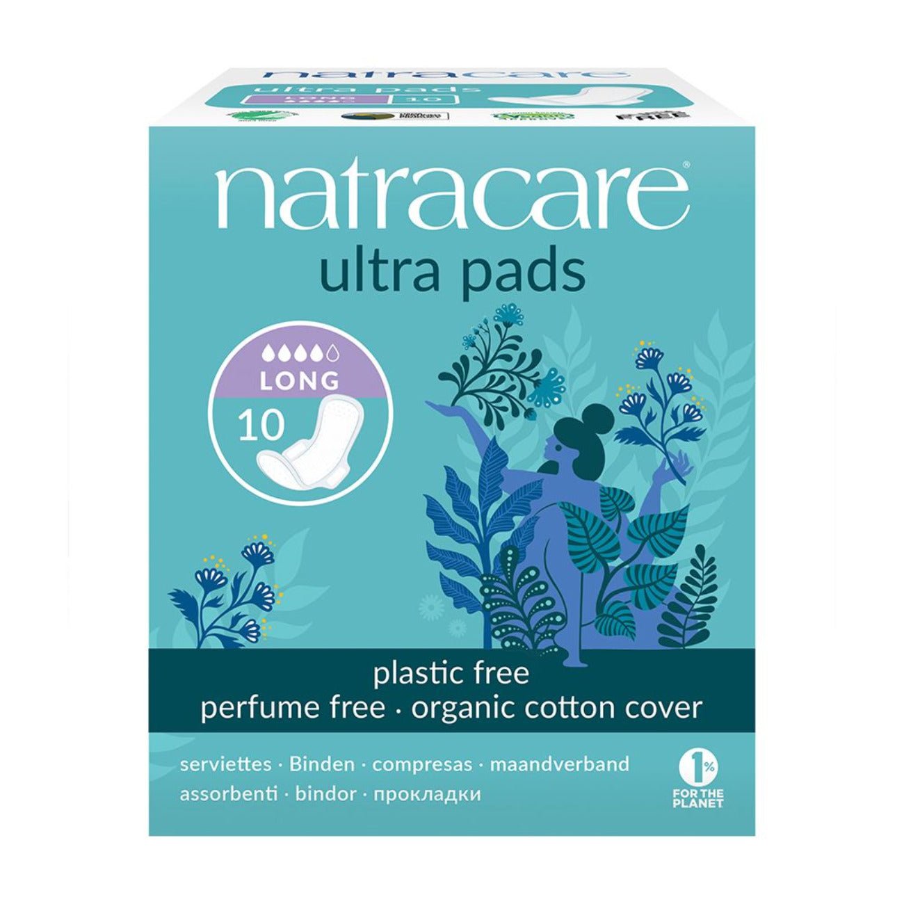 Organic Cotton Ultra Pads 14 Long Flow - Eco Natural Products - Natracare - Feminine Sanitary Supplies