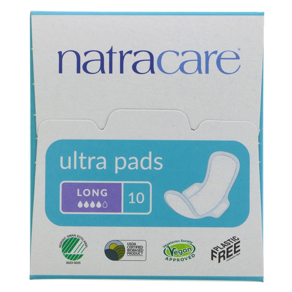 Organic Cotton Ultra Pads 14 Long Flow - Natracare - Feminine Sanitary Supplies - Eco Natural Products