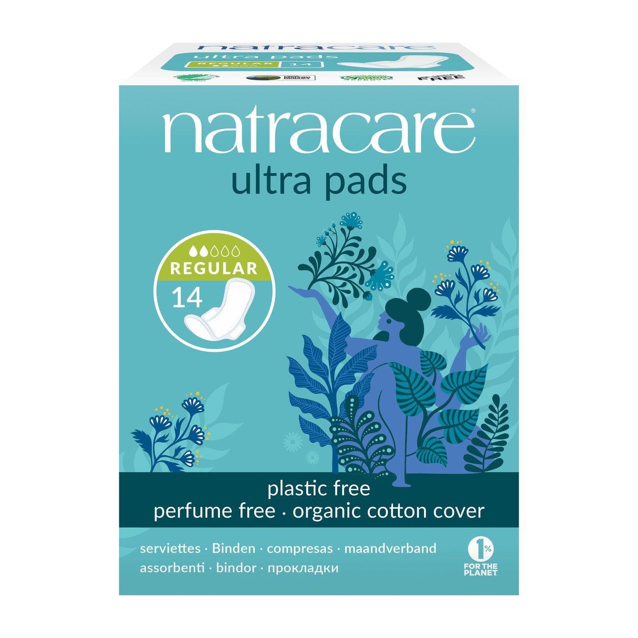 Organic Cotton Ultra Pads 14 Regular Flow - Eco Natural Products - Natracare - Feminine Sanitary Supplies