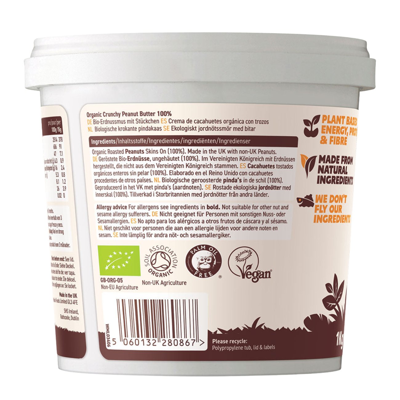 Organic Crunchy Peanut Butter 100% 1000g - Meridian - Peanut Butter - Eco Natural Products