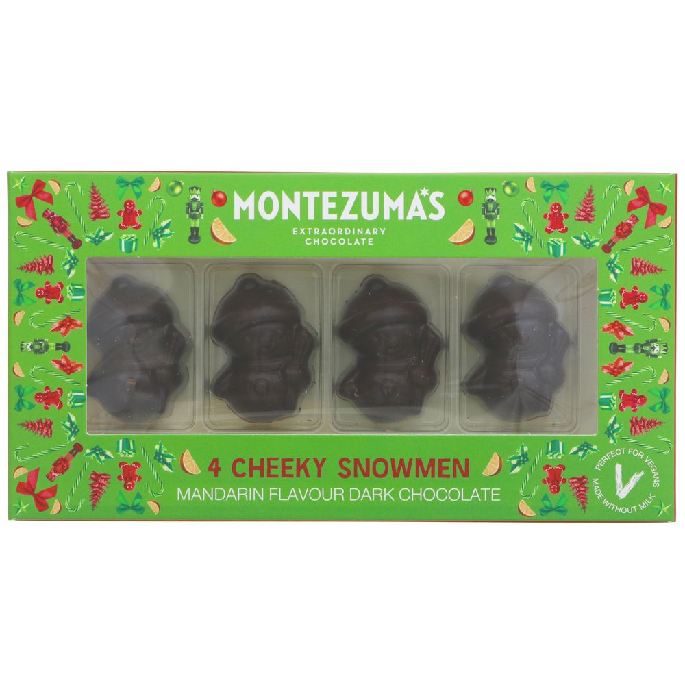 Organic Dark Chocolate & Mandarin Snowmen 55g [BLACK FRIDAY] - Eco Natural Products - Montezumas Chocolate - Chocolate