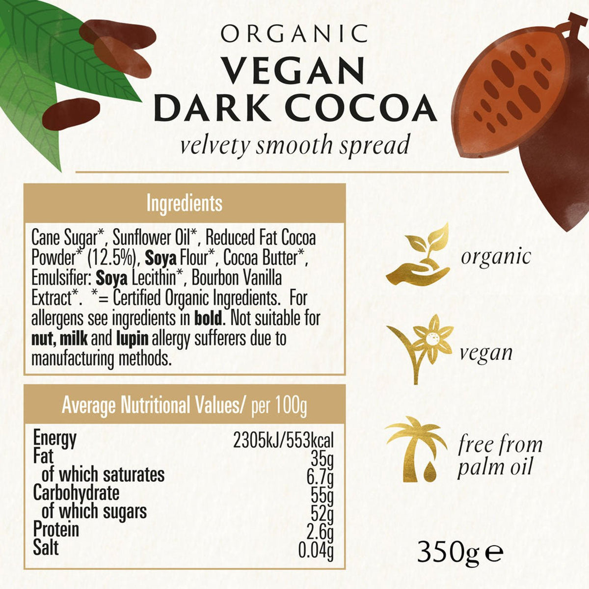 Organic Dark Chocolate Spread Vegan 350g - Biona - Chocolate Spread - Eco Natural Products