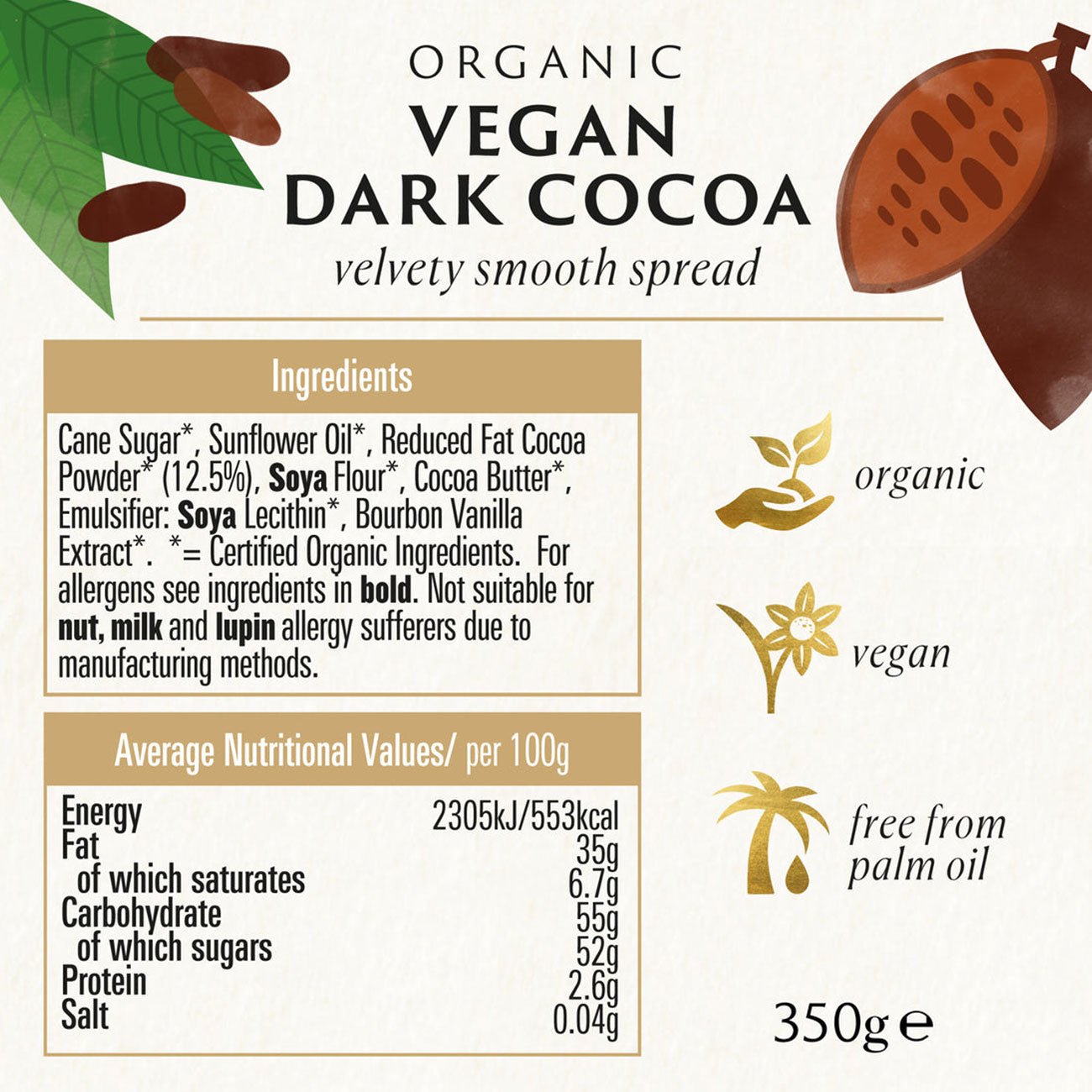 Organic Dark Chocolate Spread Vegan 350g - Biona - Chocolate Spread - Eco Natural Products