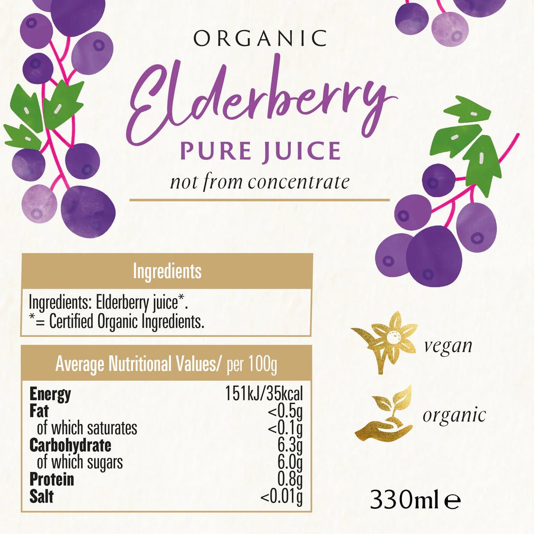 Organic Elderberry Pure Super Juice 330g - Biona - Juices - Biona