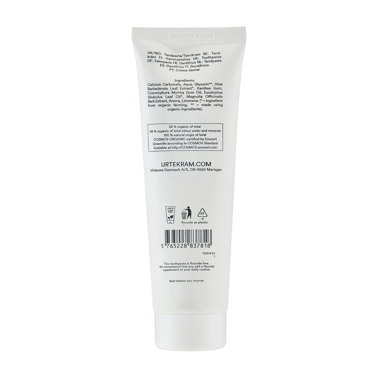 Organic Eucalyptus Toothpaste 75ml [BLACK FRIDAY] - Eco Natural Products - Urtekram - Toothpaste