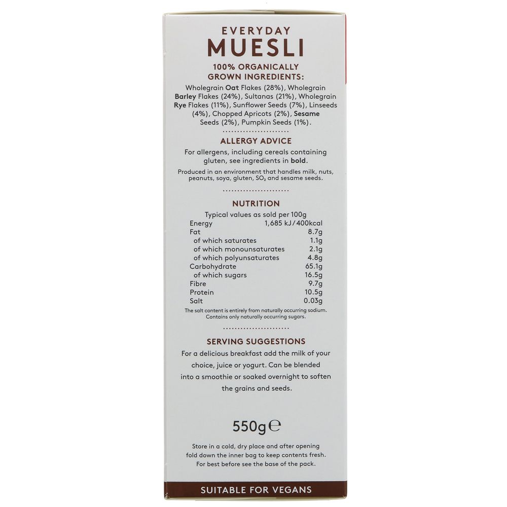 Organic Everyday Muesli 550g - Alara - Muesli - Eco Natural Products