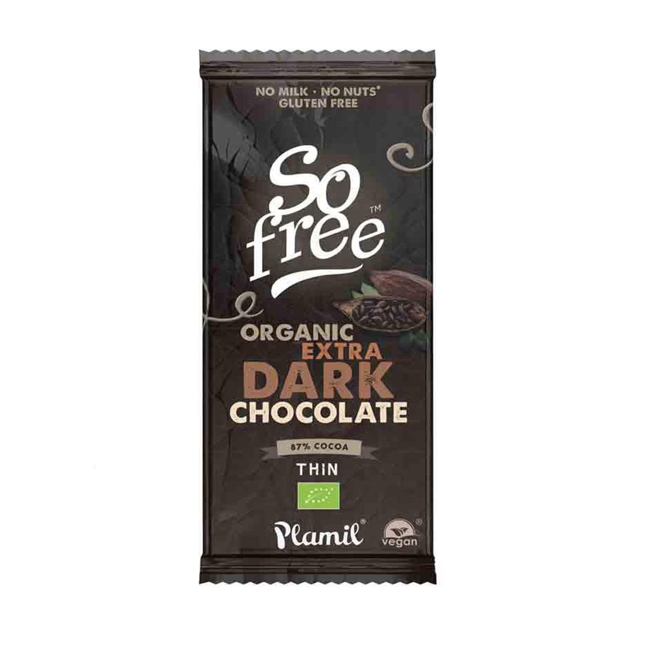 Organic Extra Dark So Free 87% Cocoa Chocolate Bar 80g - Plamil - Chocolate Bar - Eco Natural Products