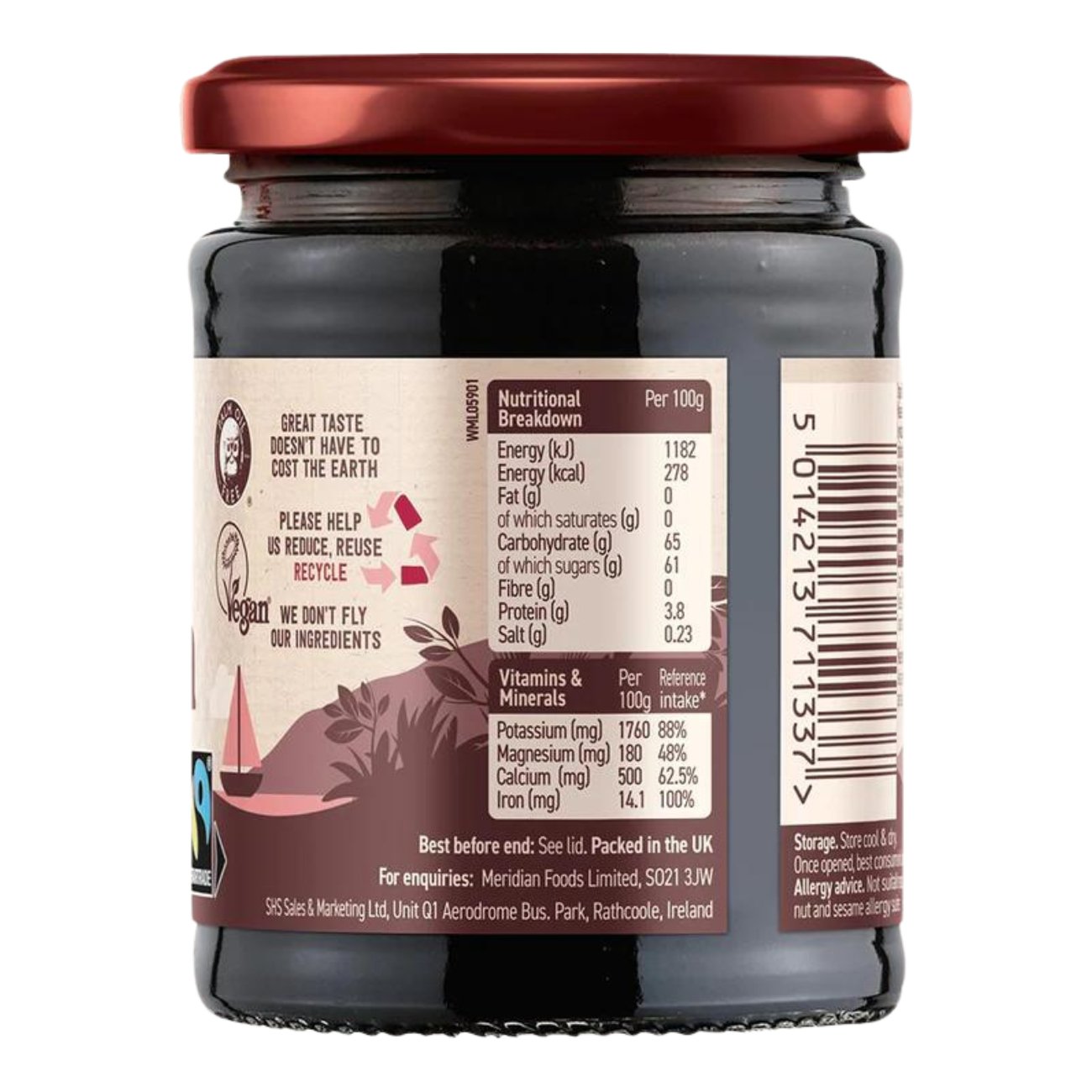 Organic Fairtrade Blackstrap Molasses 350g [BLACK FRIDAY] - Eco Natural Products - Meridian - Molasses