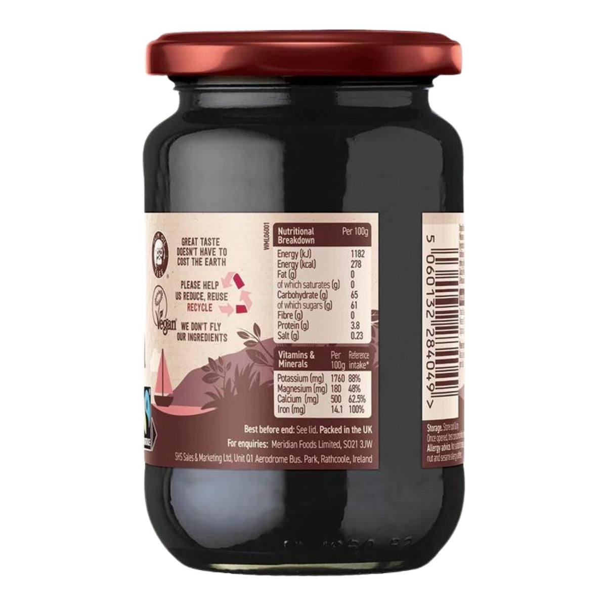 Organic & Fairtrade Blackstrap Molasses 600g - Meridian - Spreads - Eco Natural Products
