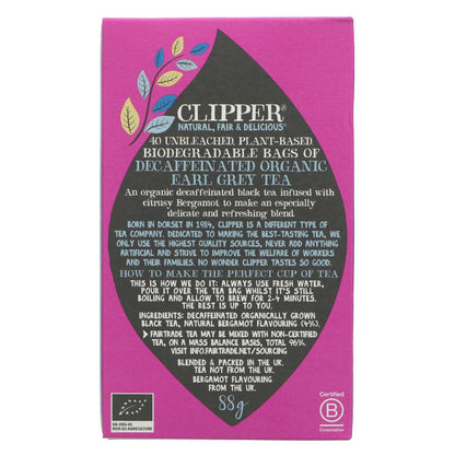 Organic Fairtrade Earl Grey Decaf Tea 40 Bags - Clipper - Black tea - Eco Natural Products