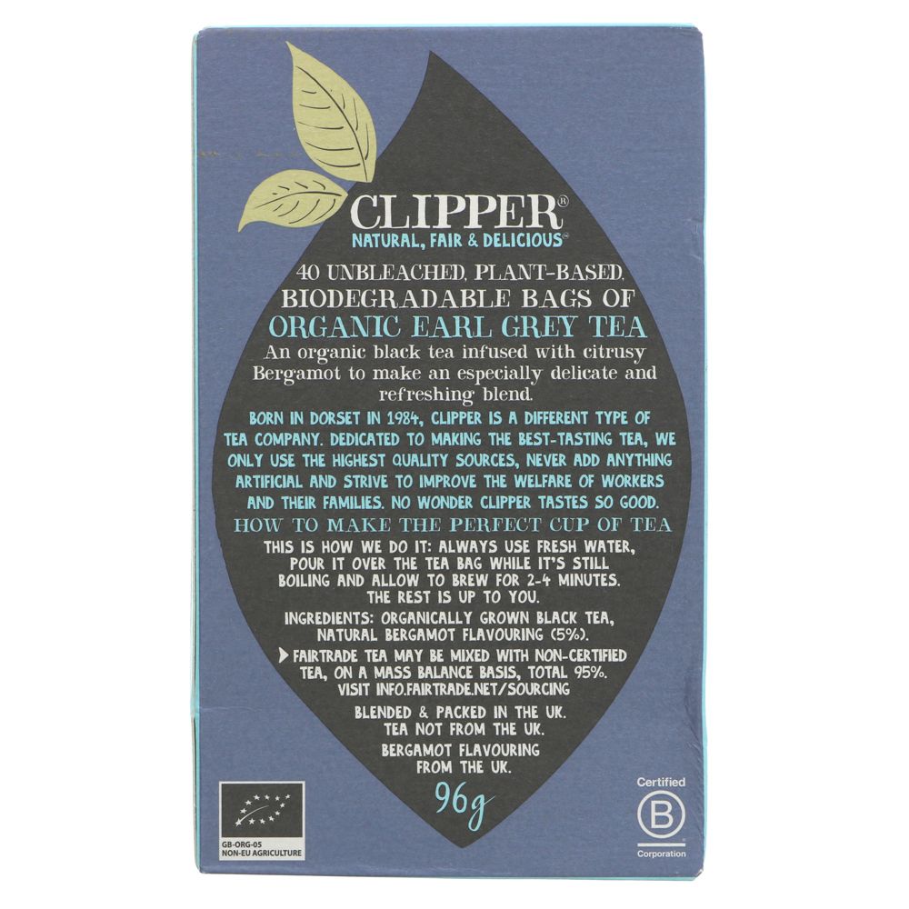 Organic Fairtrade Earl Grey Tea 40 Bags BBE 04.04.2021 - Clipper - Black tea - Eco Natural Products