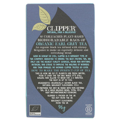 Organic Fairtrade Earl Grey Tea 40 Bags - Clipper - Black tea - Eco Natural Products