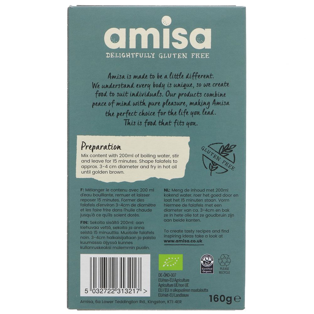 Organic Falafel Mix Gluten Free 160g - Amisa - For Baking - Eco Natural Products