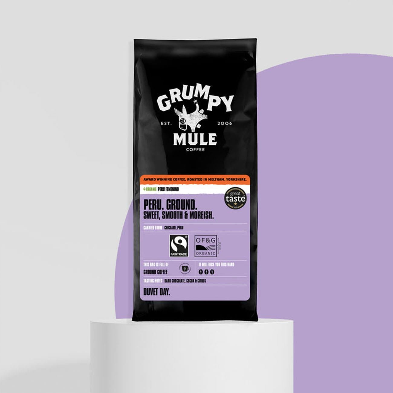 Organic Femenino Peru Ground Coffee 227g BBE 09.10.2024 - Eco Natural Products - Grumpy Mule Coffee - Coffee