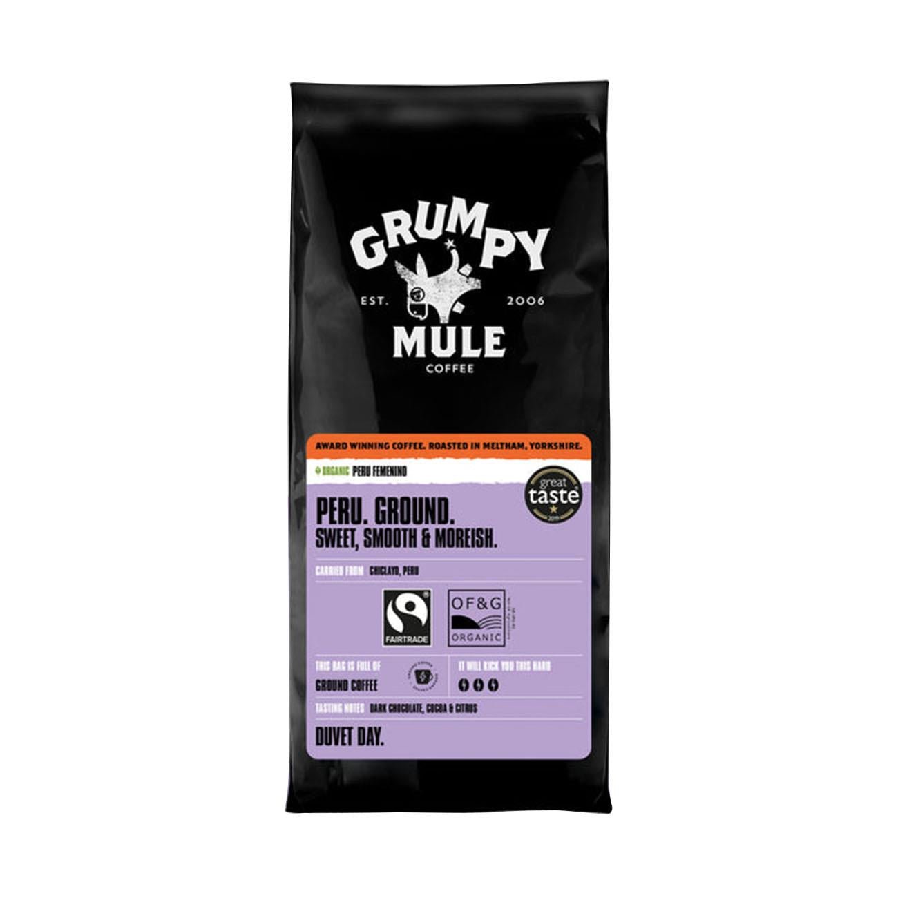 Organic Femenino Peru Ground Coffee 227g BBE 09.10.2024 - Eco Natural Products - Grumpy Mule Coffee - Coffee