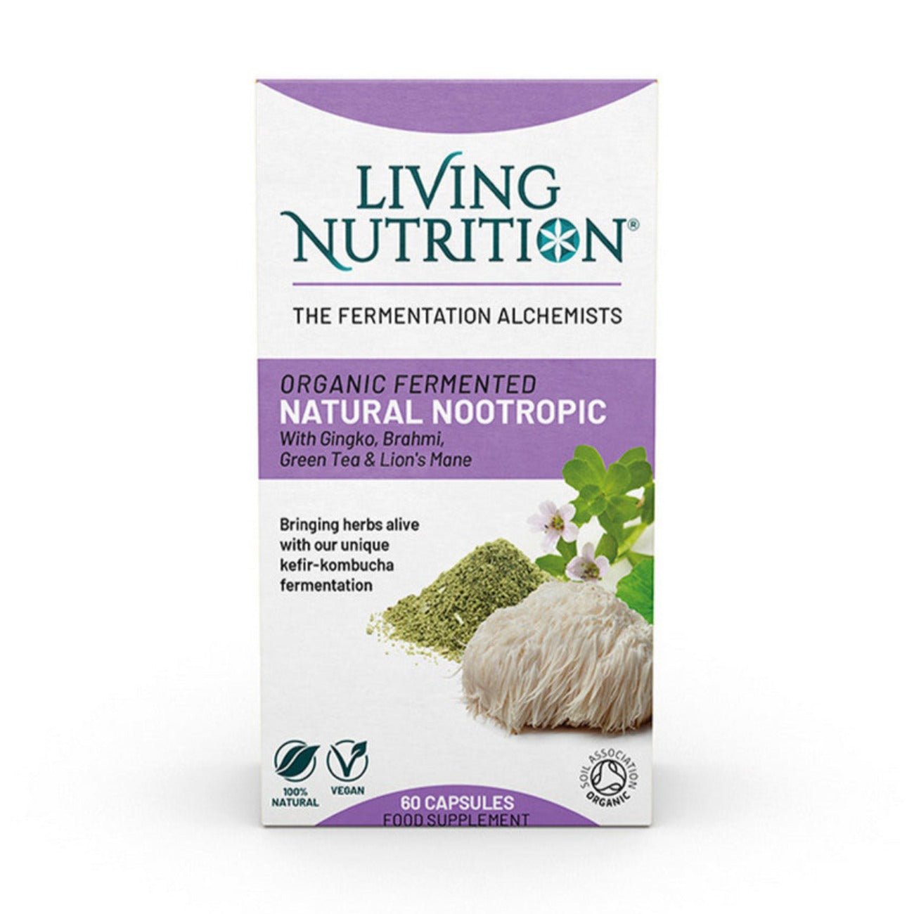 Organic Fermented Natural Nootropic 60 Capsules - Living Nutrition - Food Supplement - Eco Natural Products