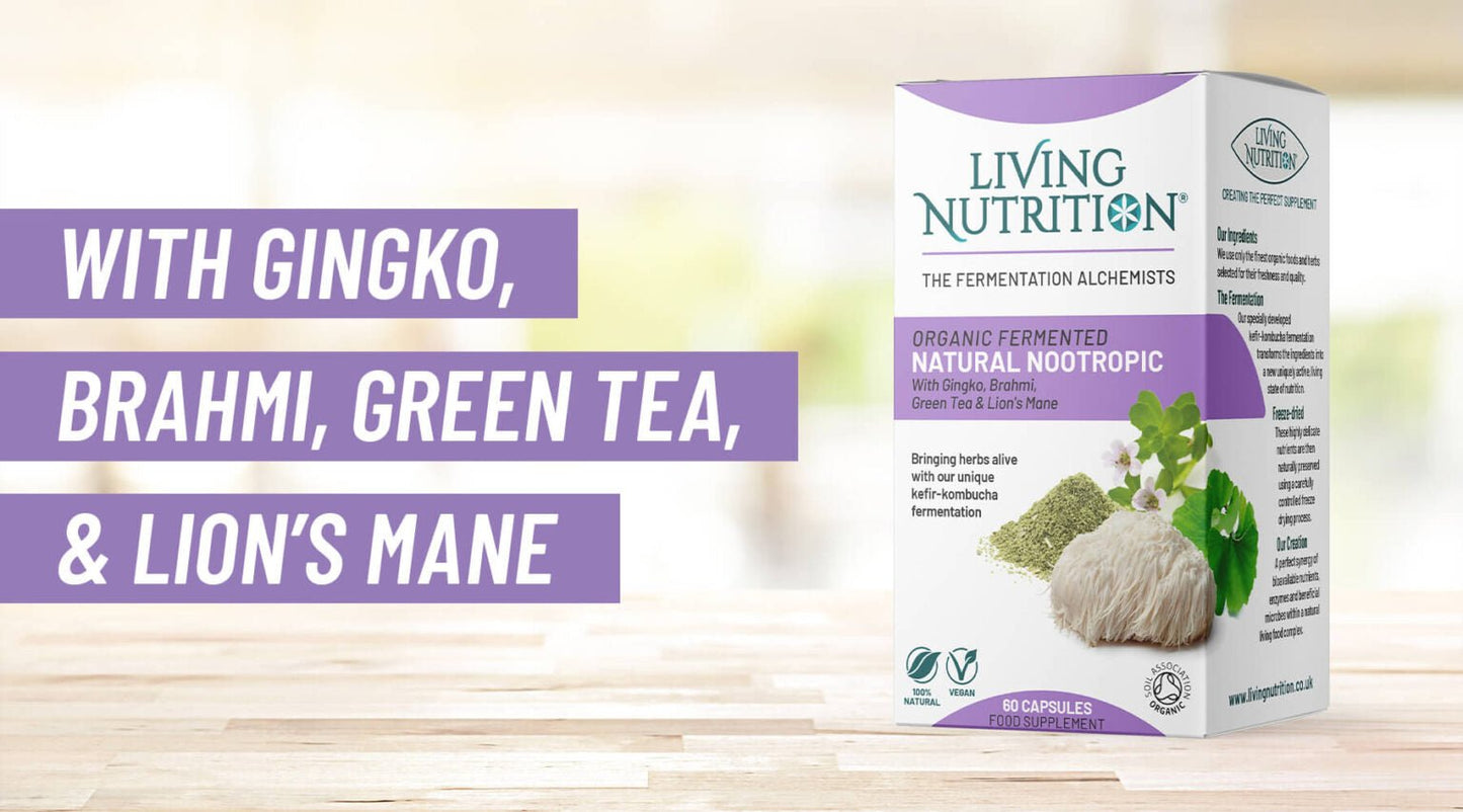 Organic Fermented Natural Nootropic 60 Capsules - Living Nutrition - Food Supplement - Eco Natural Products