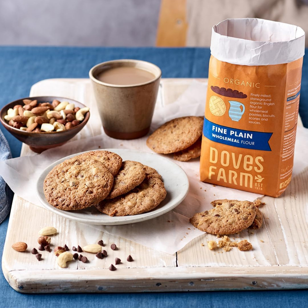 Organic Fine Plain Stoneground Wholemeal Flour 1kg BBE 05.05.2026 - Doves Farm - Flour - Doves Farm